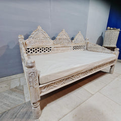 Antique Indian Hand Mughal Garden Wooden 3 Seater Daybed 200x90x100cm