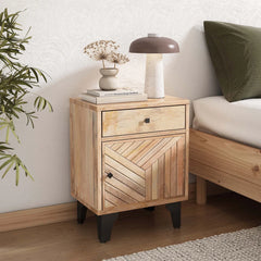 Indian Hand Carved  2-Drawer Solid Wood Bedside Table 49