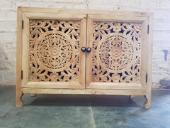 Dynasty Hand Carved Indian Solid Wood Buffet Cabinet Sideboard