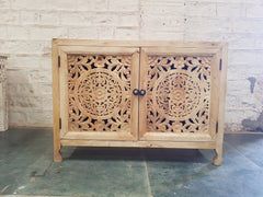 Dynasty Hand Carved Indian Solid Wood Buffet Cabinet Sideboard