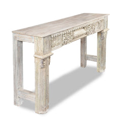 Antique Indian Hand Carved Solid Wood Console Table 04