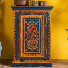 Mughal Hand Painted Multicolored Wooden Side Table