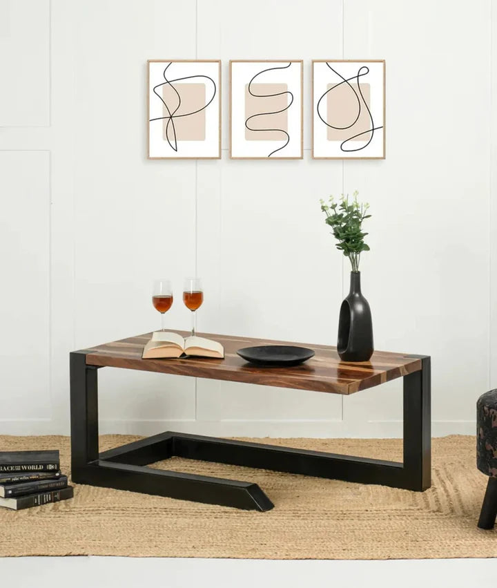 Industrial Metal and Solid Wood Coffee Table C116