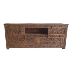 Indian Hand Carved Solid Wooden TV Unit 06