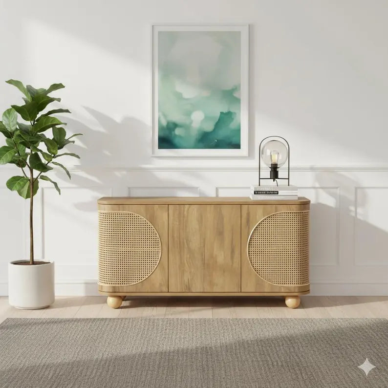 Hand Carved Solid Mango Wood 3 Door Sideboard S83