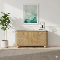 Hand Carved Solid Mango Wood 3 Door Sideboard S83