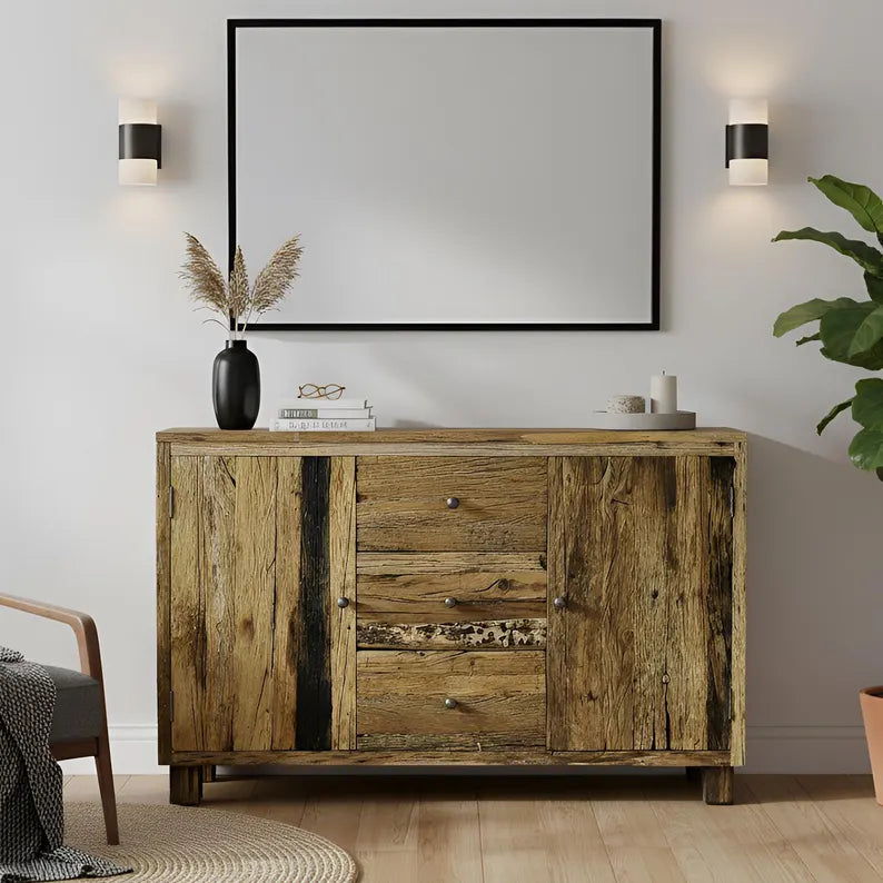 Rustica Hand Carved 3 Drawers & 2 Door Solid Wood Sideboard S79
