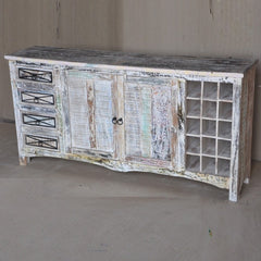 RUSTICA Reclaimed Wood Sideboard White 180x45x90 cm