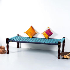 Indian Solid Wood Handmade Rajasthani Charpai Khat Manjhi Woven Charpai Daybed