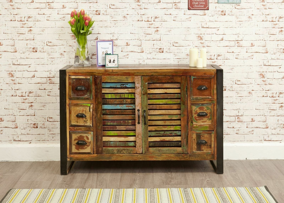 Aspen Reclaimed Wood Industrial Sideboard Buffet Hutch 120cm