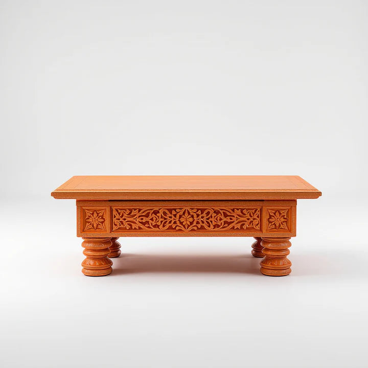 Indian Antique Hand Carved Solid Wood Coffee Table C127