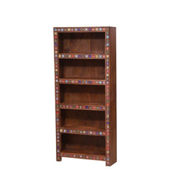 Mosaic Solid Wood 5 Shelf Painted Tile Bookshelf Book Case Display Stand