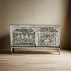 Indian Hand Carved Solid Wood Bar Cabinet D70