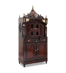 Large Sized Handmade Solid Wood Home Temple In Brown