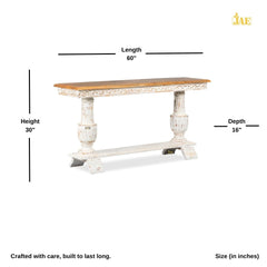 French Provincial Style Pillar Console Table White