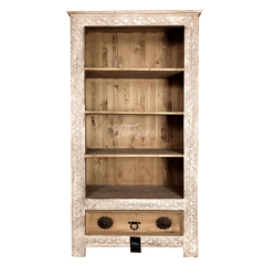 Indian Hand Carved Solid Wood Bookshelf B10