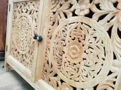 Dynasty Hand Carved Indian Solid Wood Buffet Cabinet Sideboard