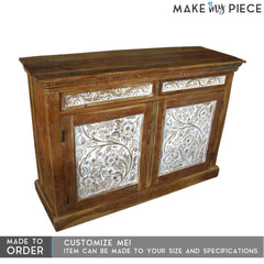 Indian Floral Carved Solid wood Sideboard