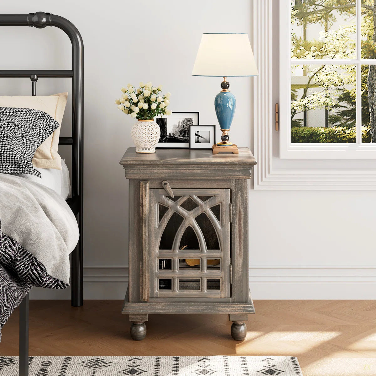 Indian Hand Carved Solid Wood Bedside Table 50