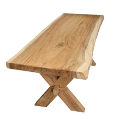 Single Slab Seneca Natural X Base Solid Wood Live Edge Dining Table