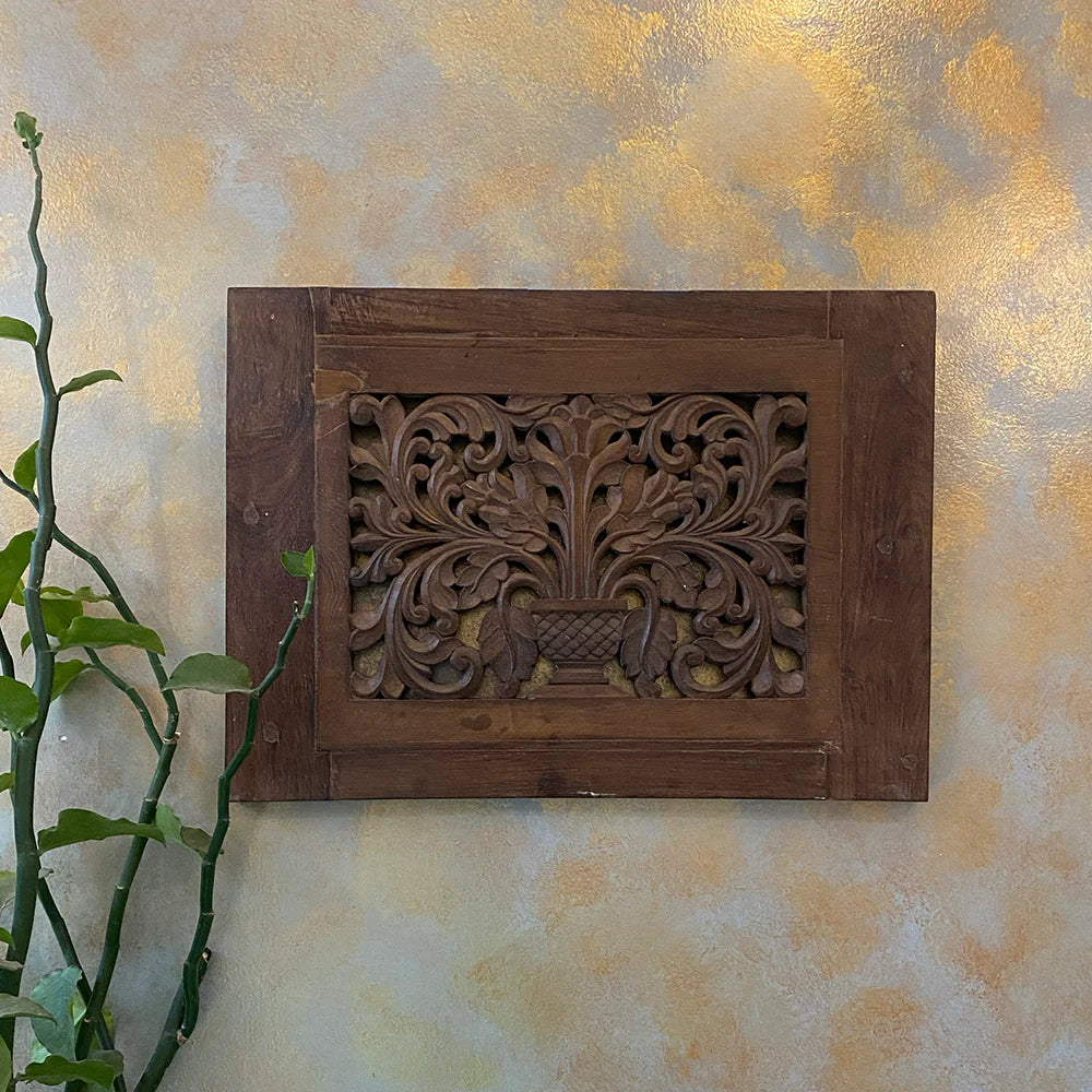 Hand Carved Solid Wood Carvings Wall Hanging Panel 08
