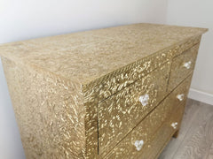 Indian Antique Brass Work Solid Wood Chest of Drawers D21