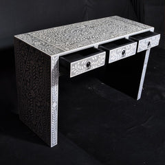 Bone Inlay Grey Floral Console Table