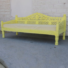 Mughal Garden Hand Carved Balinese Daybed Yellow L