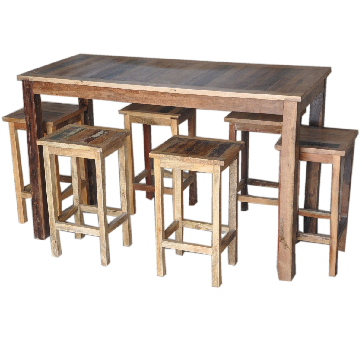 Corso Reclaimed & Mango Wood Bar Setting Set with Table and Stools Natural