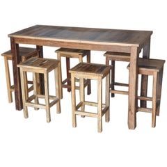 Corso Reclaimed & Mango Wood Bar Setting Set with Table and Stools Natural