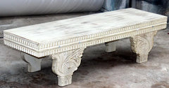 Indian Hand Carved Rustic Solid Wood Bench B19