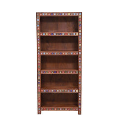 Mosaic Solid Wood 5 Shelf Painted Tile Bookshelf Book Case Display Stand