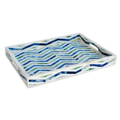 Maaya Bone Inlay Serving Tray - Rectangular Blue