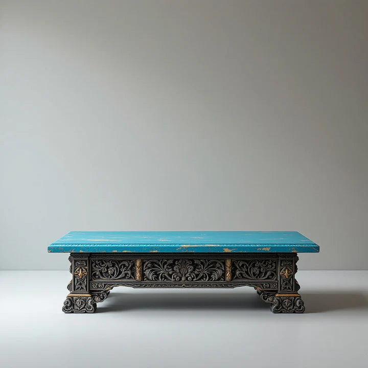Indian Antique Hand Carved Solid Wood Coffee Table C128