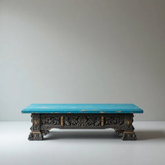 Indian Antique Hand Carved Solid Wood Coffee Table C128