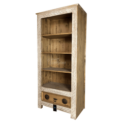 Indian Hand Carved Solid Wood Bookshelf B10