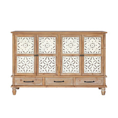 Indian Hand Carved Solid Wood 4 Door & 3 Drawer Sideboard A1
