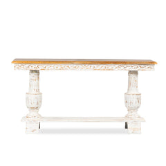 French Provincial Style Pillar Console Table White