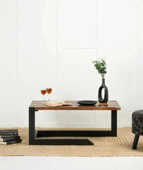 Industrial Metal and Solid Wood Coffee Table C116