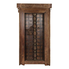 Indian Vintage Antique Handcrafted Wooden Iron & Brass Work Door 63