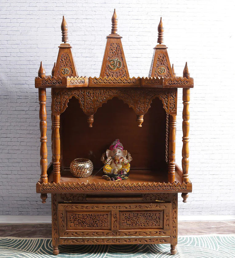 Sheesham Wood Handmade Mandir Home Temple In Brown