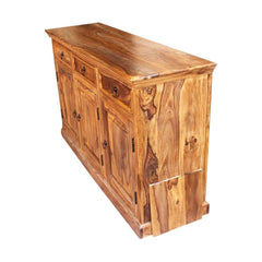 Indian Wooden Buffet Cabinet Sideboard With Doors & Drawers Natural 150x45x90 Cm