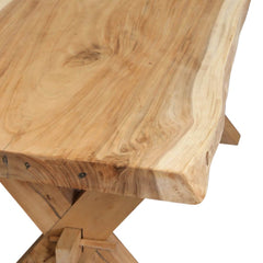 Single Slab Seneca Natural X Base Solid Wood Live Edge Dining Table