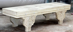 Indian Hand Carved Rustic Solid Wood Bench B19