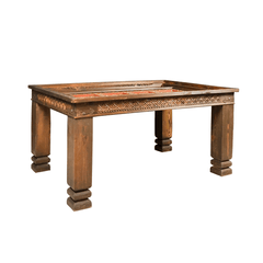 Mughal Hand Painted and Hand Carved Solid Wood Dining Table 13