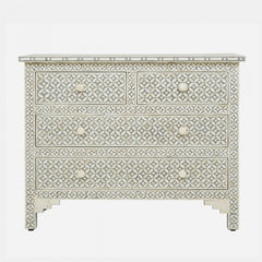 Maaya Bone Inlay Chest of Drawer sideboard Grey White