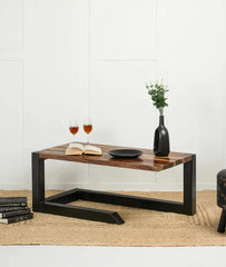 Industrial Metal and Solid Wood Coffee Table C116