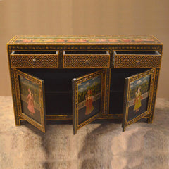 Mughal Hand Painted Wooden Sideboard