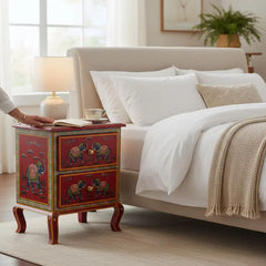 Indian Hand Painted Solid Wood Bedsides Table B8