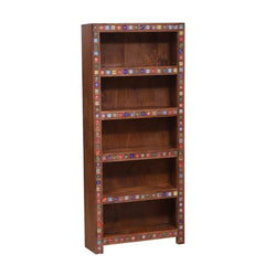 Mosaic Solid Wood 5 Shelf Painted Tile Bookshelf Book Case Display Stand